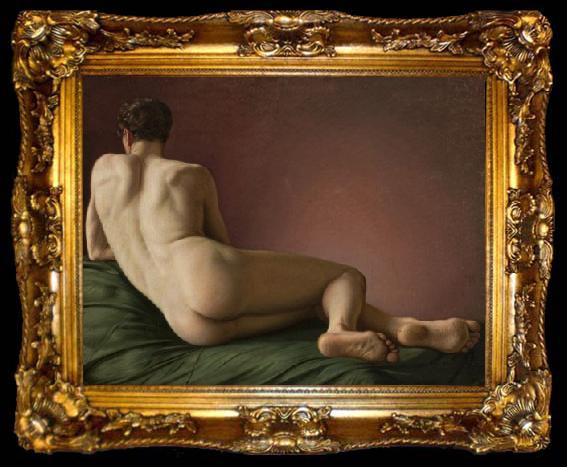 framed  Aleksander Lesser Male Nude Lying., ta009-2